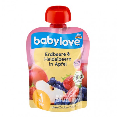 Babylove German Organic Apple Strawberry Blueberry Puree Sucking over 1 year old 90g