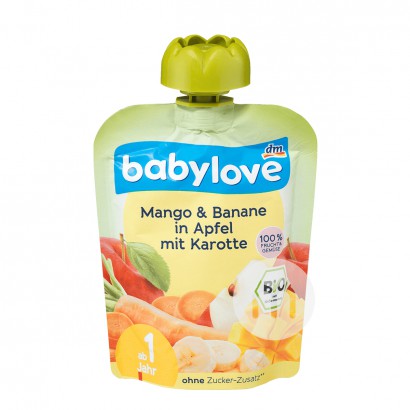 Babylove German Organic Apple Mango Banana Carrot Puree Sucking over 12 months*6