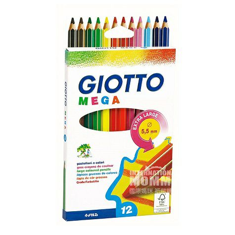 GIOTTO Italian big triangle thick rod painting graffiti colored pencils 12 colors overseas local original