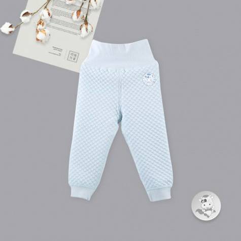 Verantwortung Baby boys and girls organic cotton high waist belly protection pants blue
