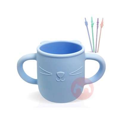 Brunoko Spain Brunoko Baby Learning Cup + Silicone Straw Blue Original Overseas Local Edition