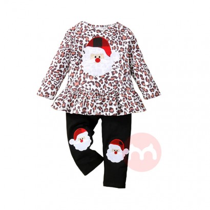 JINXI Leopard Print Christmas decal set cute fashion Santa suit