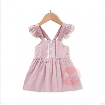 JINXI Elegant sleeve backless 100% cotton children's dress summer