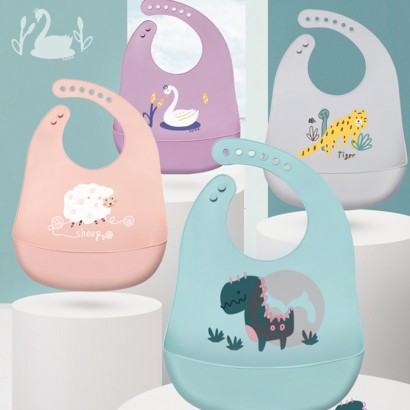 Bellelibre animal pattern waterproof and oil proof baby silicone Bib