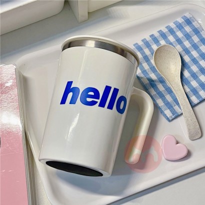 Hello simple stainless steel cover thermal insulation belt cover Mug