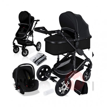 Kesser three in one sports shock-absorbing baby stroller black suit