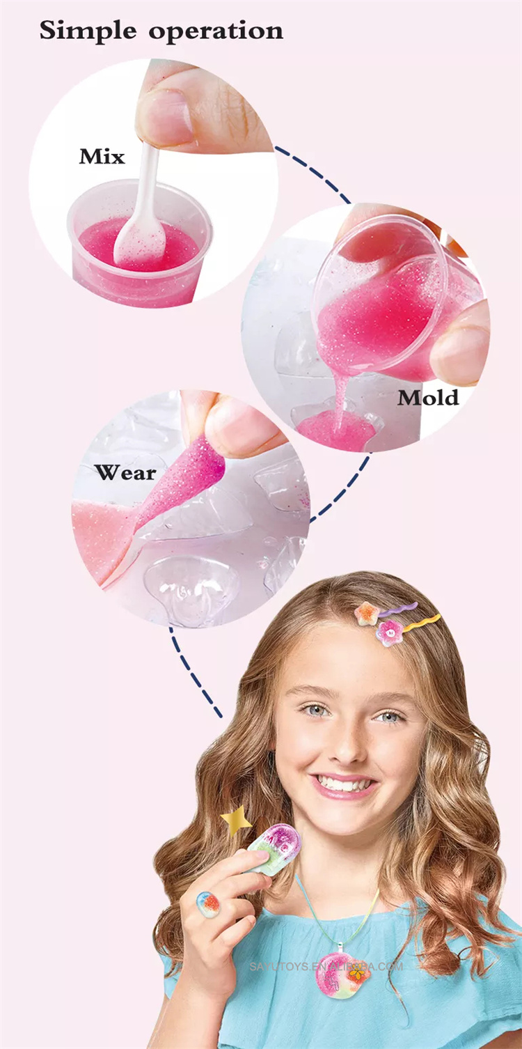 SY Girls gel magic play dough crystal mud slime kid diy crystal jewelry making toys