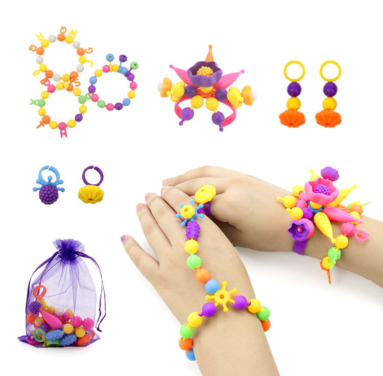 Pop Beads Handmade Kids Craft Set Diy String Lacing Beads Toy Jewelry Making Kit Bracelet Enfants Beads Toys Kids Toys G