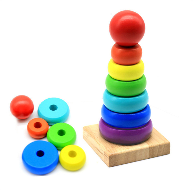 Puzzle wooden mathematical counting stack game