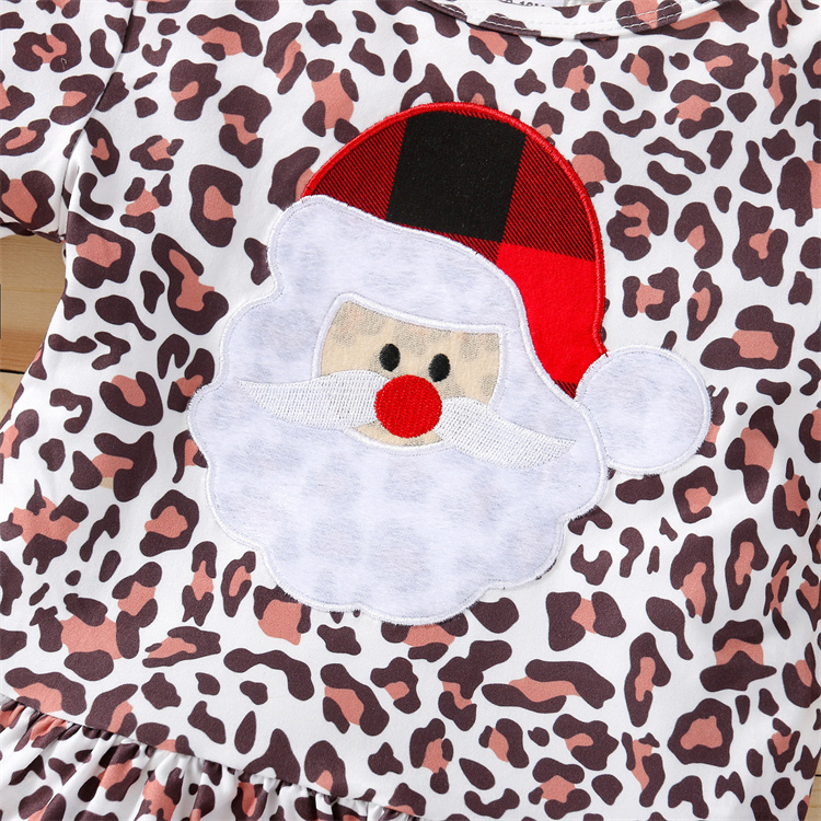 JINXI Leopard Print Christmas decal set cute fashion Santa suit