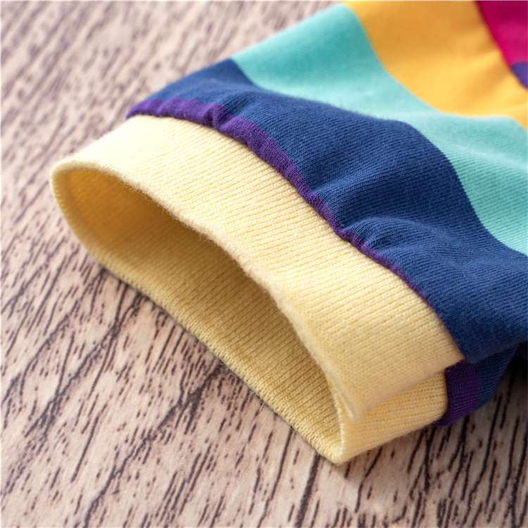 JINXI Summer polo shirts children's rainbow striped t-shirt dress