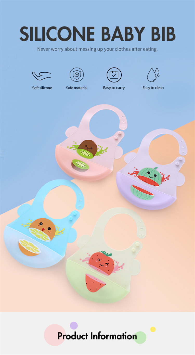 Legenday fruit pattern waterproof and oil proof baby silicone Bib