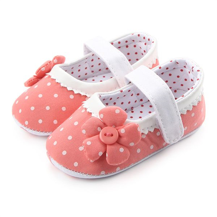 OEM Lovely flowers dot soft baby girl kids shoes