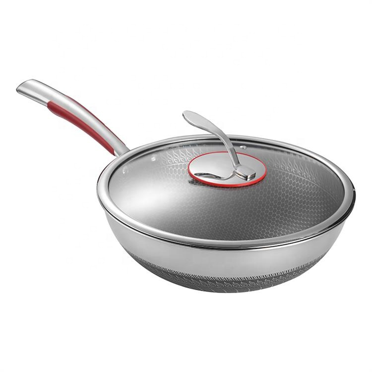 Stainless steel wok single handle
