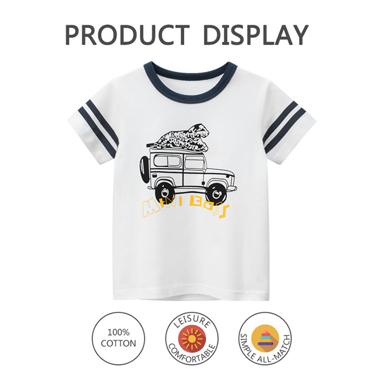 27kids Car Dinosaur Baby 100% cotton retro boy T-shirt