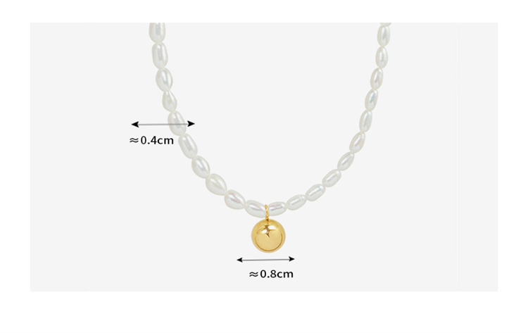 Fresh water pearl titanium steel ball plated 18K gold necklace