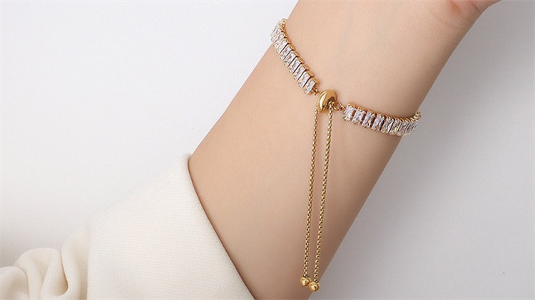 Adjustable 18K gold plated bezel zircon bracelet