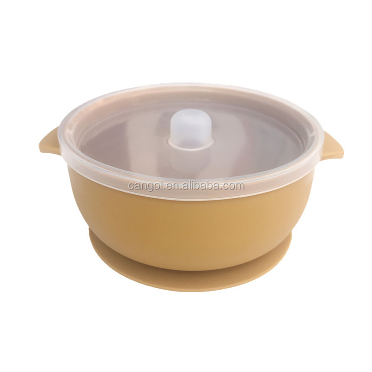 Baby feeding silicone suction cup bowl with cover