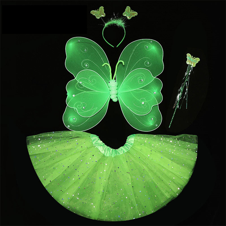 Child princess tiara dress butterfly wings fairy suit