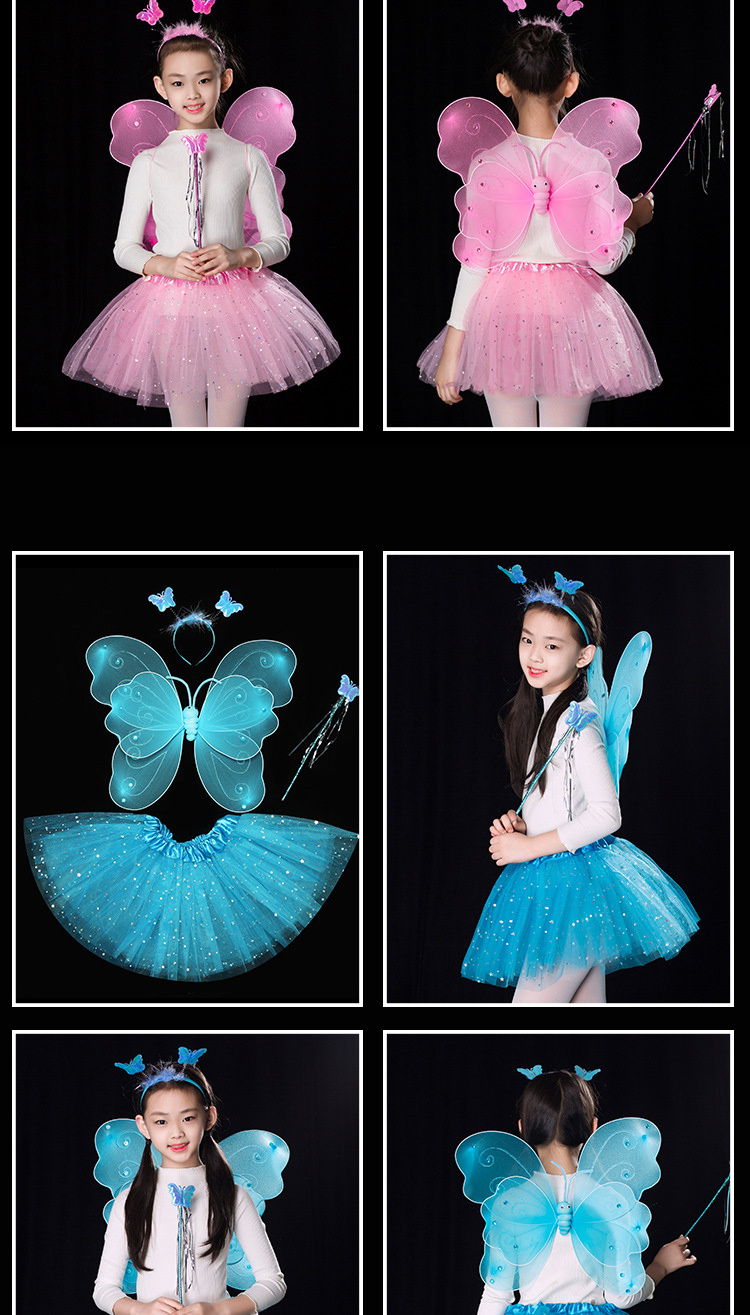 Child princess tiara dress butterfly wings fairy suit