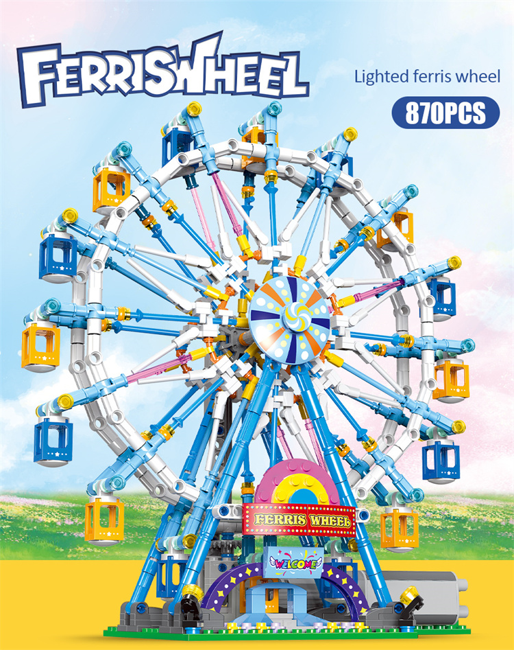 XINGBAO Amusement Park Ferris wheel with light building blocks