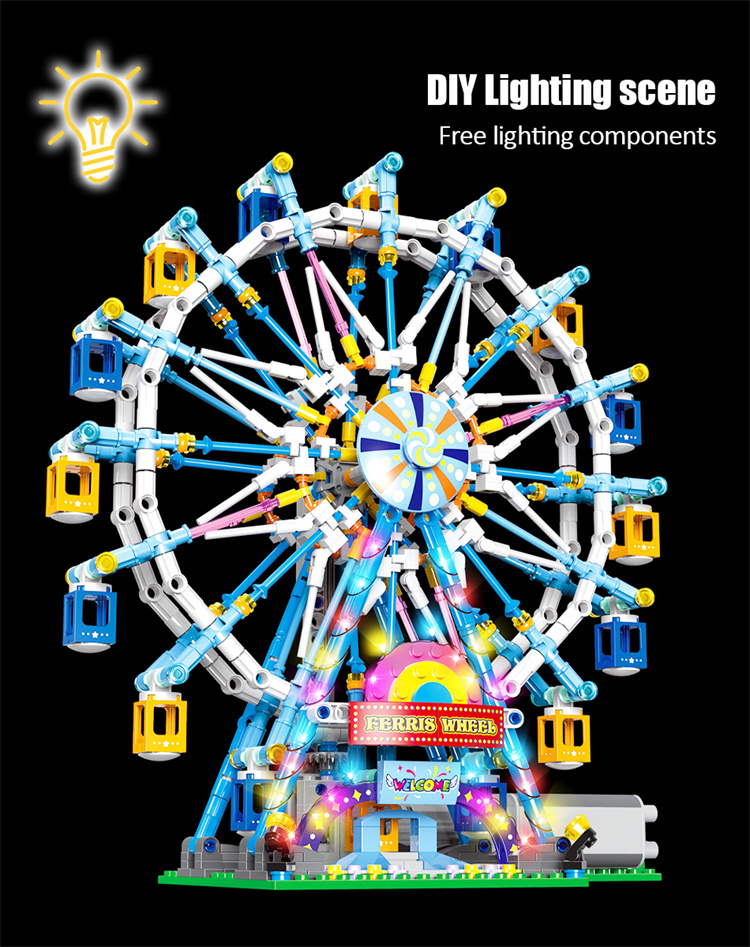 XINGBAO Amusement Park Ferris wheel with light building blocks