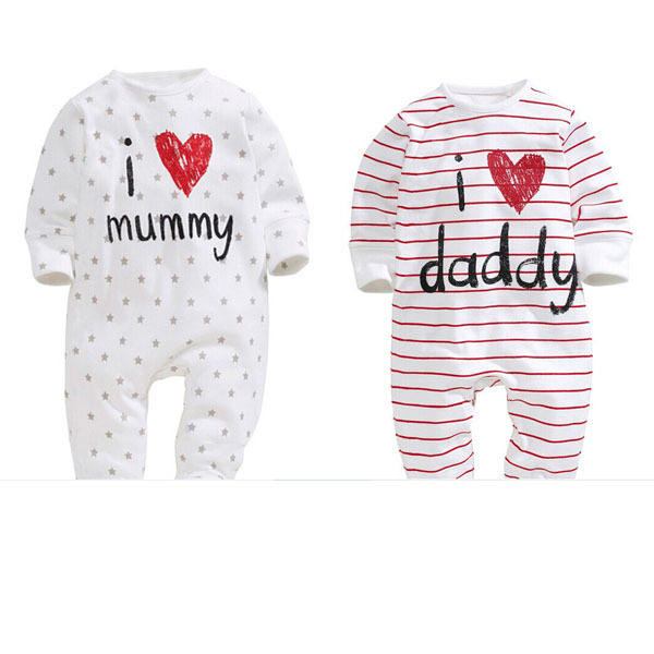 RD Cute long sleeved baby onesie with striped letters