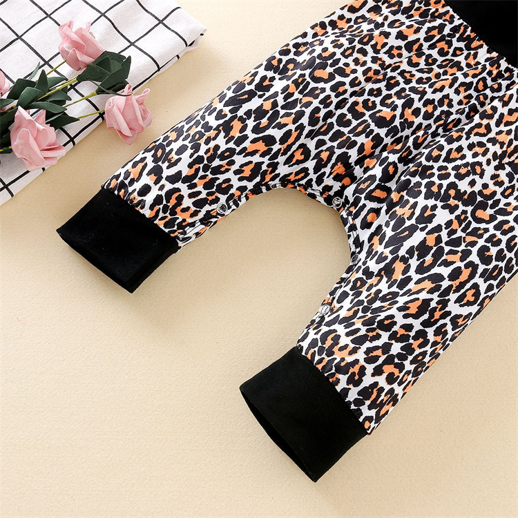 Yijia Long sleeve leopard print fashion baby girl jumpsuit