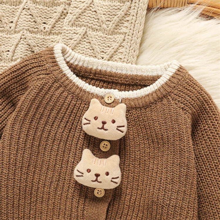 Xinsheng 3D cat long sleeved knitted baby Cardigan Sweater
