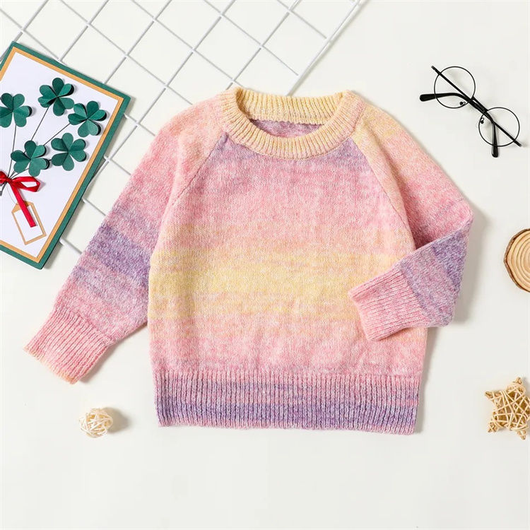 Xinsheng Round neck long sleeve tapered color childrens sweater