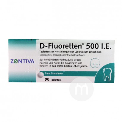 [2 pieces]D-Fluoretten German Vitamin D3 Fluoride Calcium Tablets 90 Tablets