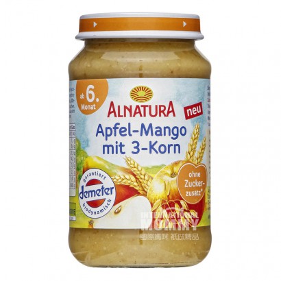 ALNATURA German Organic Apple Mango Whole Wheat Mix Puree*6 