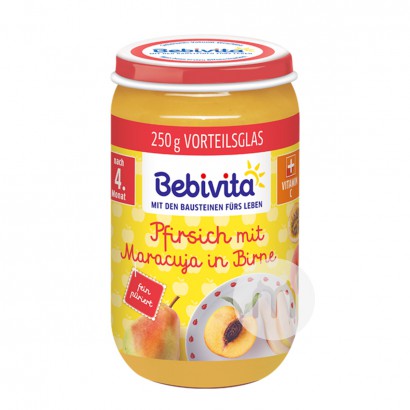 [2 pieces]Bebivita German Peach and Pear Passion Fruit Puree over 4 months old 