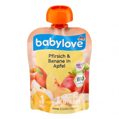 [4 pieces]Babylove German Organic Apple Peach Banana Puree Sucking over 1 year old 90g 