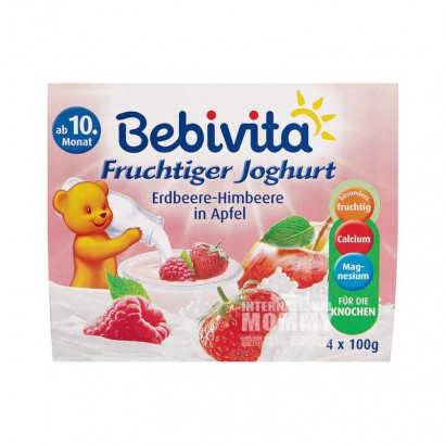 [4 pieces]Bebivita German Yogurt Strawberry Apple Puree Fruit Cup over 10 months old