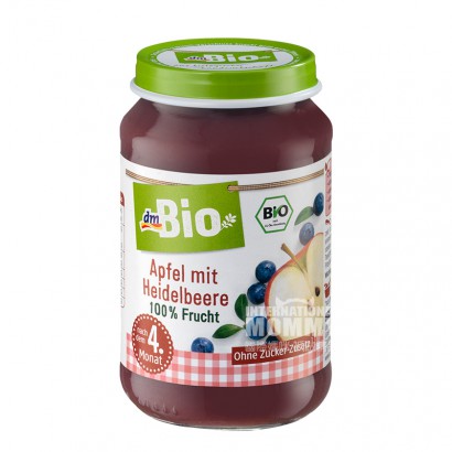 [4 pieces]DmBio German Organic Apple Blueberry Fruit Puree over 4 months old