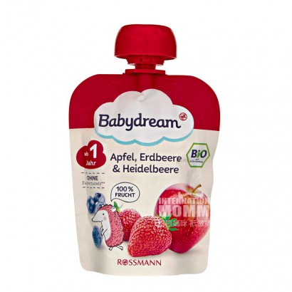 Babydream German Organic Apple Strawberry Blueberry Puree Sucking*10