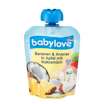 Babylove German Organic Banana Pineapple Apple Coconut Milk Puree Sucking over 12 months*6
