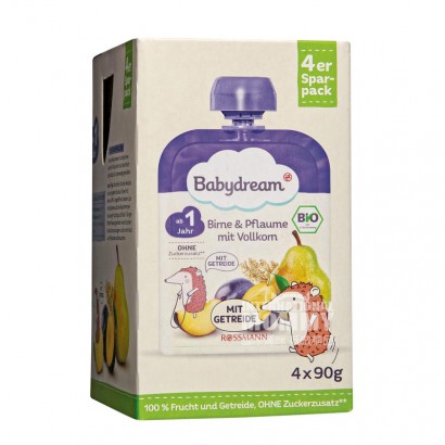 [2 pieces] Babydream German Organic Pear Plum Cereal Blend Mud Sucking