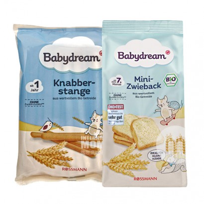 [4 pieces] Babydream German Organic Teething Stick Cookies over 12 months*2+Organic Mini Rusks over 7 months *2