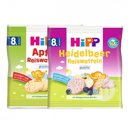 [4 pieces] HiPP German Organic Natural Apple Flavor Molar Rice Cake*2+Organic Natural Blueberry Flavor Molar Rice Cake*2