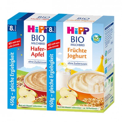 [2 pieces] HiPP German Organic Oatmeal Apple Good Night Rice Noodles*2+Organic Fruit Yogurt Rice Noodles*2 over 8 months