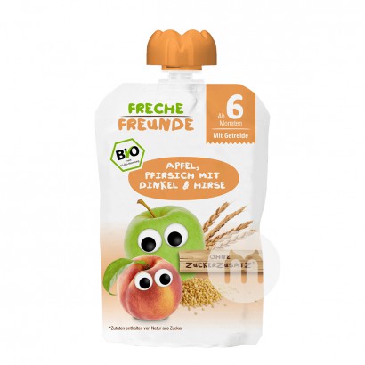 Erdbar German Organic Apple Peach Millet Flavor  Children's Fruit Puree Sucking  over 6 months*6