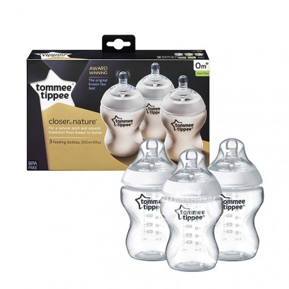 Tommee Tippee UK wide mouth anti flatulence PP bottle 3 pieces 260ml 0-3 months