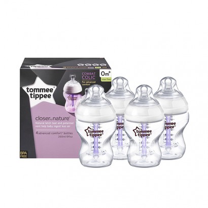 Tommee Tippee UK wide mouth anti flatulence PP bottle 4 * 260ml 0-3 months