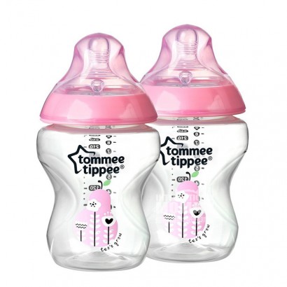 Tommee Tippee UK wide mouth anti flatulence PP bottle 2 * 260ml pink 0-3 months