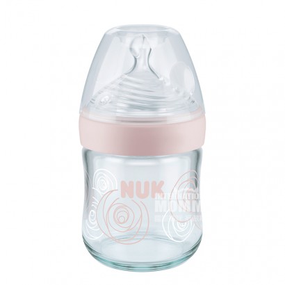 NUK Germany super wide mouth glass bottle silicone nipple 120ml 0-6 months Pink