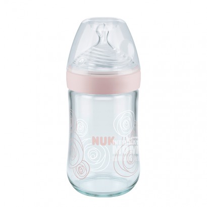 NUK Germany super wide mouth glass bottle silicone nipple 240ml 0-6 months Pink