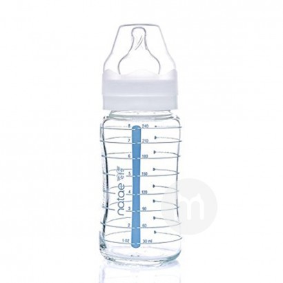 Natae French Wide mouth silicone nipple glass bottle 240ml 6-18 months