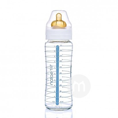 Natae French wide mouth rubber nipple glass bottle 330ml over 18 months